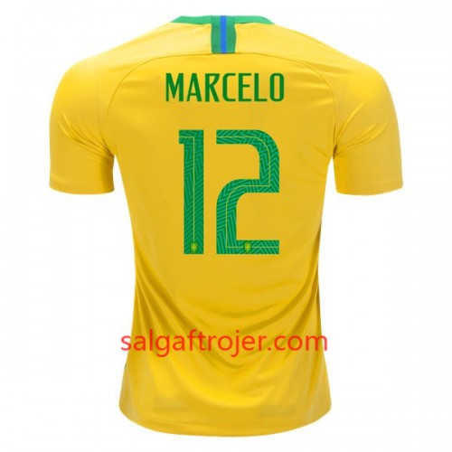 Brasilien Fodboldtrøjer Marcelo 12 Hjemmebanesæt VM 2018 Brasilien Fodboldtrøjer Marcelo 12 Hjemmebanesæt VM 2018